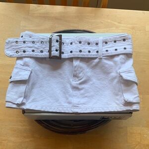 Princess Polly White Belted Mini Skirt